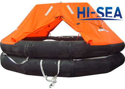 Both Side Of A Canopied Reversible Inflatable Liferaft