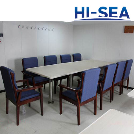 Marine Wood Conference Table with Stainless Steel Pedestal