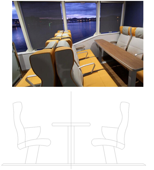 Marine Passenger Seats with Reclining Backrest
